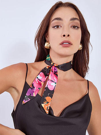 Headband floral satin in black