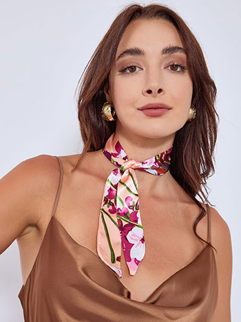 Headband floral satin in peach