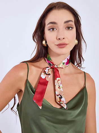 Headband floral satin in red