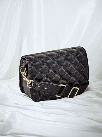 Bag quilted with two shoulder straps in black