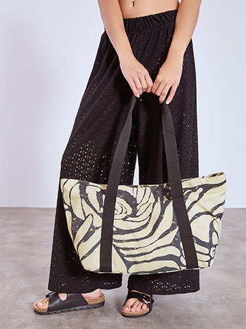 Beach bag cotton printed in beige