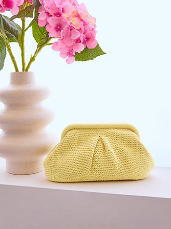 Τσάντα clutch πλεκτή σε κίτρινο
