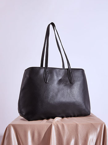 Shoulder bag with leather effect in black