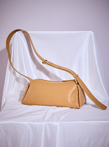 Bag with adjustable strap in dark beige