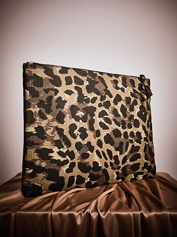 Bag leopard denim in beige - Pose0