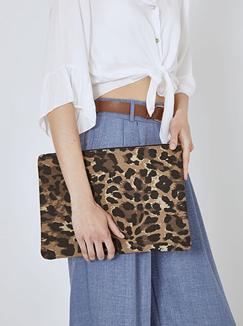Bag leopard denim in beige - Pose4
