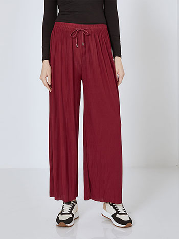 Trousers wide leg pleated in wine red