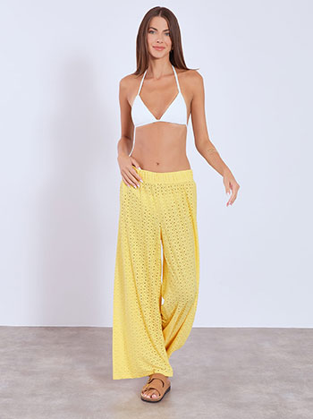Παντελόνα διάτρητη σε κίτρινο