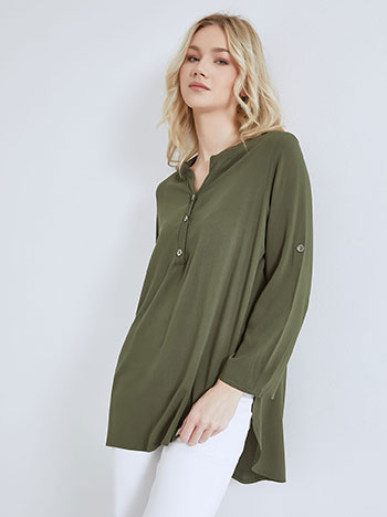 Top oversized with buttons in khaki