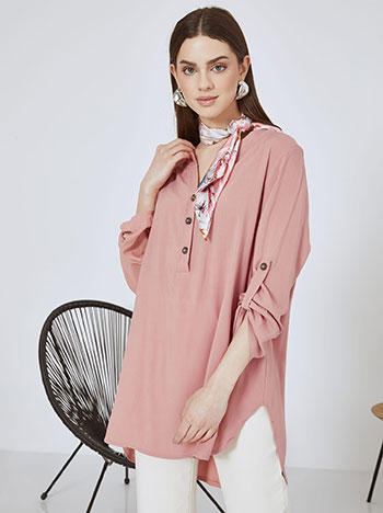 Top oversized with buttons in dusty pink