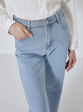 Jeans straight line with studs in light blue