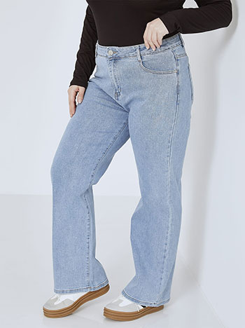 Jeans straight line with studs in light blue