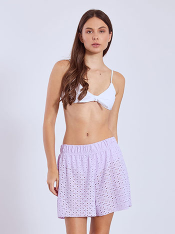 Shorts with raw hemline in lilac