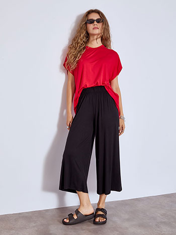 Culotte trousers with viscose in black