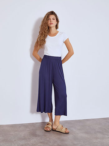 Culotte trousers with viscose in dark blue