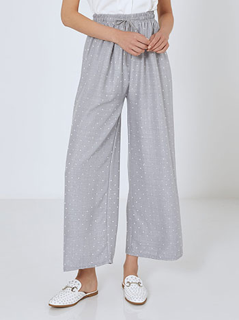 Wide leg trousers with strass in grey