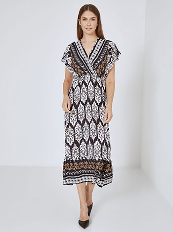 Dress printed midi cotton in black
