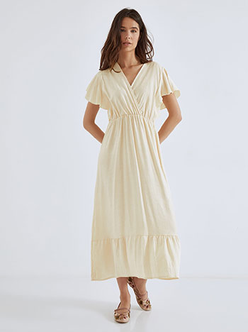 Dress maxi wrap front in light beige