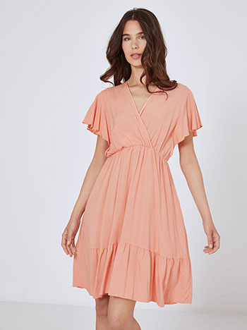 Dress cotton with ruffles in peach