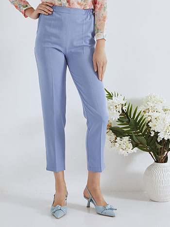 Trousers with elastic waistband in light blue