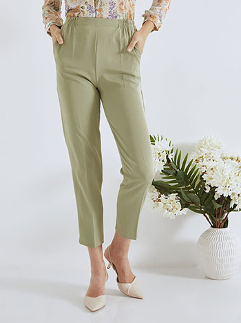 Trousers with elastic waistband in light khaki