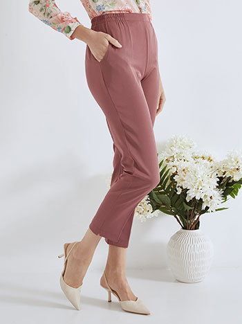 Trousers with elastic waistband in dusty pink