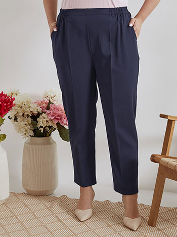 Trousers with elastic waistband in dark blue