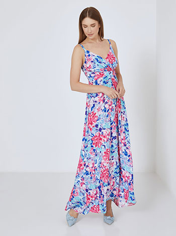 Dress maxi floral wrap front in blue