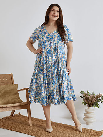 Dress midi with metallic details in blue