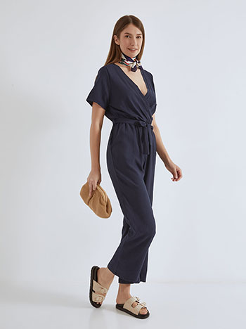 Jumpsuit wrap front in dark blue