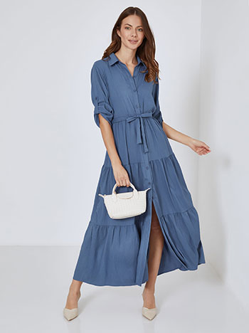 Shirtdress maxi in blue