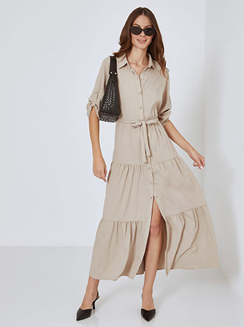 Shirtdress maxi in dark beige