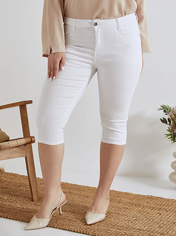 Trousers skinny capri in white