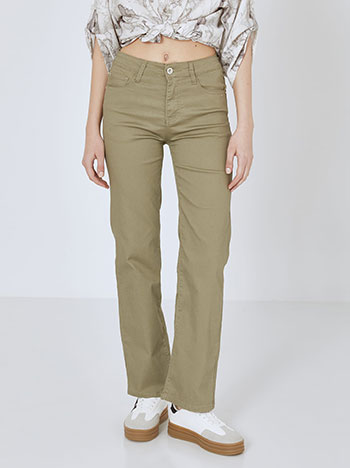 Trousers straight leg monochrome in khaki