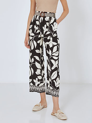 Trousers with detachable belt in black