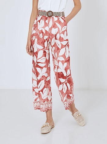 Trousers with detachable belt in dark red