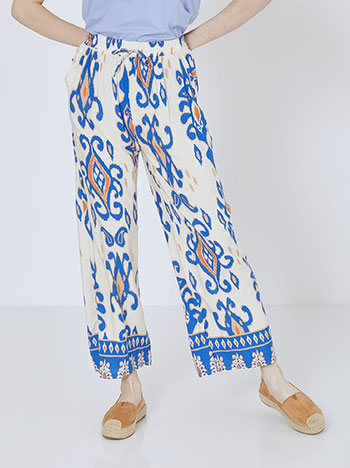 Wide leg trousers printed in blue