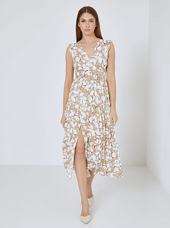 Dress midi viscose in dark beige