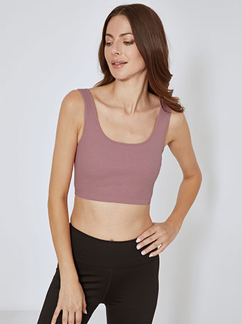 Crop top rib in dusty pink