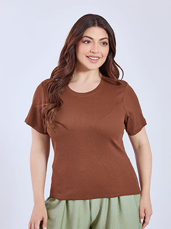 Top rib with cotton in brown