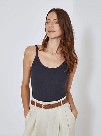 Top rib with cotton in dark blue