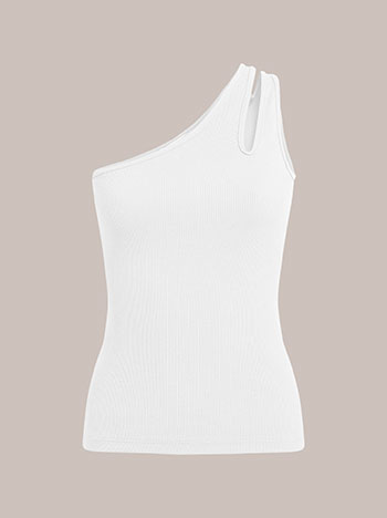akiki ribbon one shoulder top Ⅲ/WHITE KT4027_OPALONESHOULDERTOP_WHIT