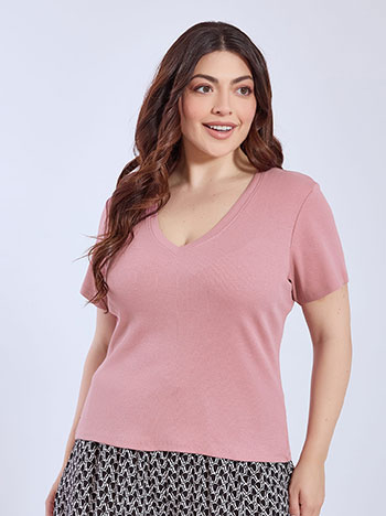 Μπλούζα ριπ με V λαιμόκοψη σε σάπιο μήλο