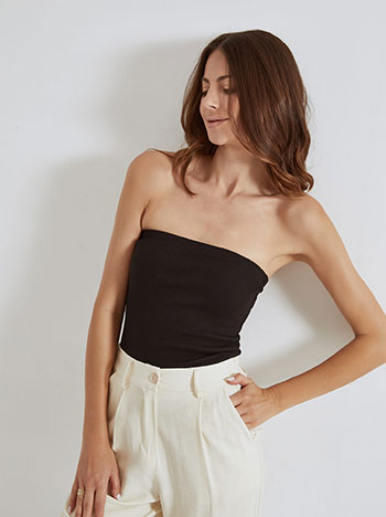 Τοπ strapless ριπ σε μαύρο