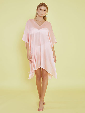 Kaftan satin monochrome in pink