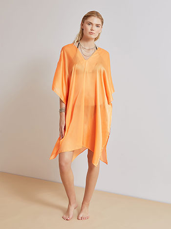 Kaftan satin monochrome in orange