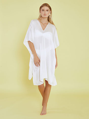 Kaftan satin monochrome in white