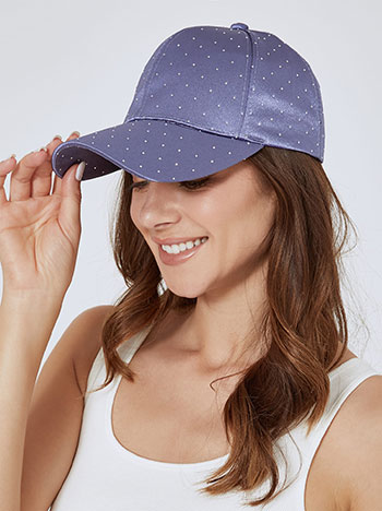 Jockey hat satin with strass in dark purple