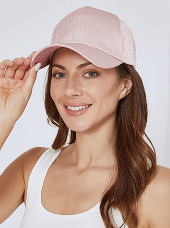 Jockey hat satin with strass in dusty pink