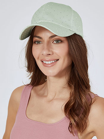 Καπέλο jockey σατέν με strass σε φυστικί